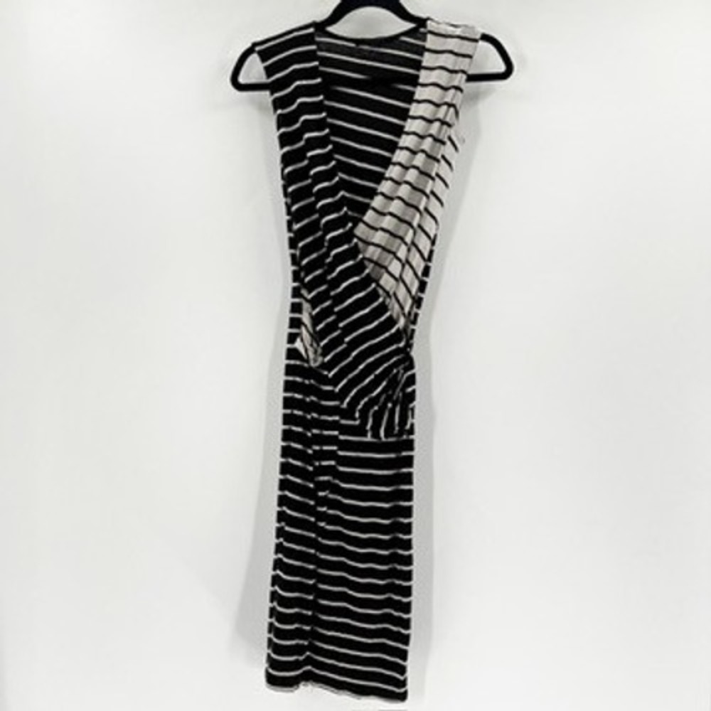 ALLSAINTS Women's Striped Sleeveless Wrap Maxi‎ Dress X-Small Black White